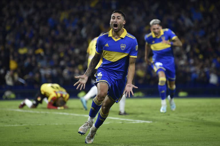 Alan Varela festeja su gol agónico ante Deportivo Pereira, por laCopa Libertadores 