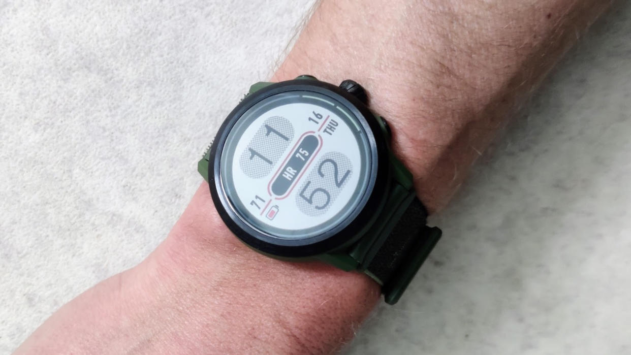  Coros Apex 2 Pro smartwatch on a male cyclist's wrist 