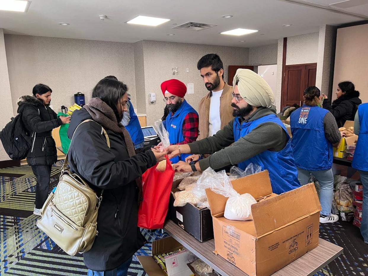 This is Khalsa Aid’s second year collecting food for other charities during the Sikh Heritage Month.   (Submitted by Jindi Khalsa - image credit)