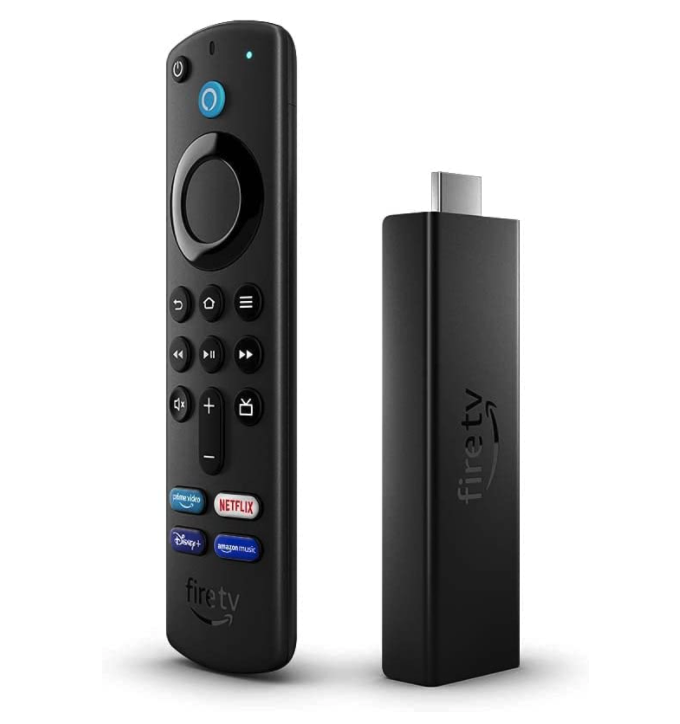 Fire TV Stick 4K Max streaming remote and USB