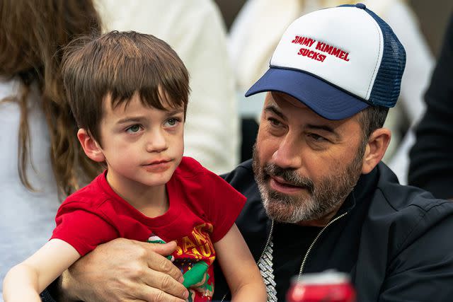 <p>Jason Allen/ISI Photos/Getty</p> Jimmy Kimmel and Billy at the LA Bowl game between Washington State Cougars and Fresno State Bulldogs in December 2022