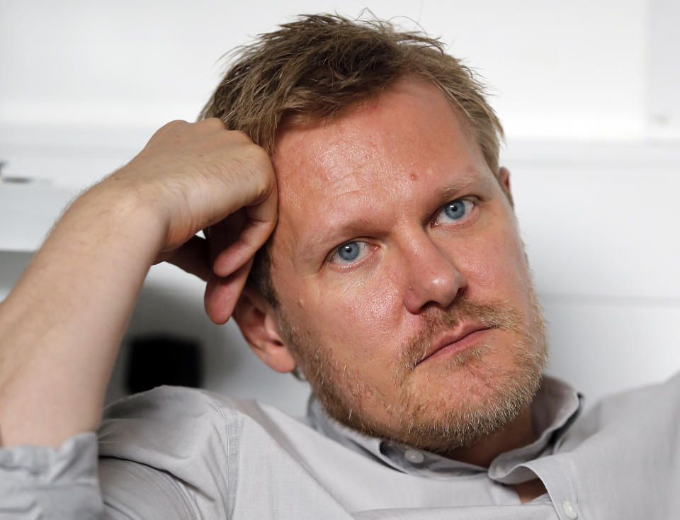 Director of Opera, The Royal Opera House, Kasper Holten, speaks during an interview with Associated Press in London, Tuesday, June 25, 2013. Gloriana is back in a new production by Richard Jones that the company's director, Kasper Holten, notes commemorates a triple anniversary: 60 years since the coronation and the opera's premiere and 100 years since the composer's birth. (AP Photo/Frank Augstein)