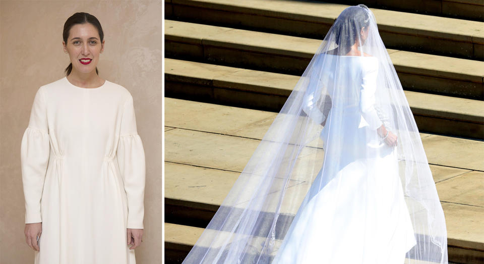 Designer Emilia Wickstead (left) has been accused of criticising Meghan Markle’s wedding look [Photo: Getty]