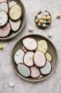 <p>Turning chocolate cutout cookies into speckled Easter eggs is easier than you think (and it doubles as the perfect Easter activity!). </p><p>Get the <strong><a href="https://thewoodandspoon.com/chocolate-cutout-cookies-with-speckled-easter-egg-decorating-tutorial/" rel="nofollow noopener" target="_blank" data-ylk="slk:Chocolate Cutout Cookies recipe at Wood and Spoon.;elm:context_link;itc:0;sec:content-canvas" class="link ">Chocolate Cutout Cookies recipe at Wood and Spoon. </a></strong></p>