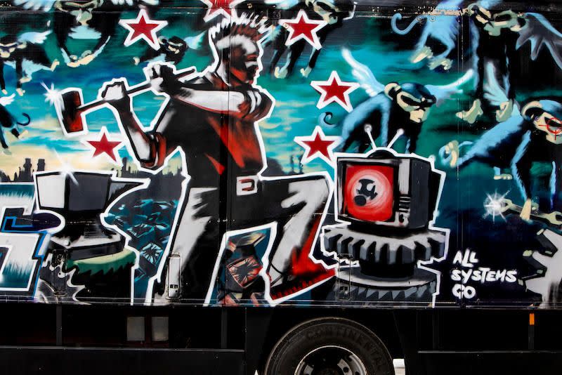 Photos of Volvo Truck with Banksy's Artwork