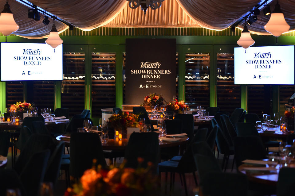 WEST HOLLYWOOD, CALIFORNIA - JANUARY 11: A view of atmosphere is seen during the Variety Showrunners dinner presented by A+E Studios in West Hollywood on January 11, 2024 in West Hollywood, California. (Photo by Alberto Rodriguez/Variety via Getty Images)