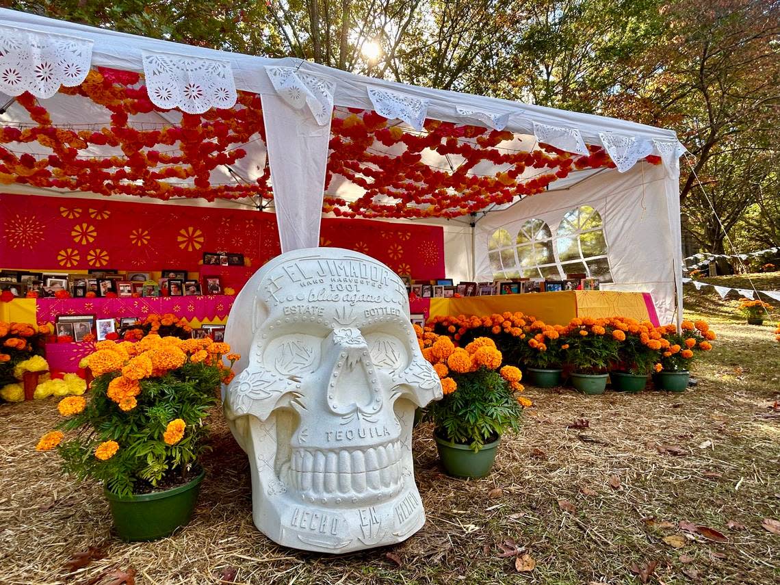 An ofrenda for the public in progress at the Historic Oakwood cemetery in Raleigh on Friday, October 27th, 2023.
