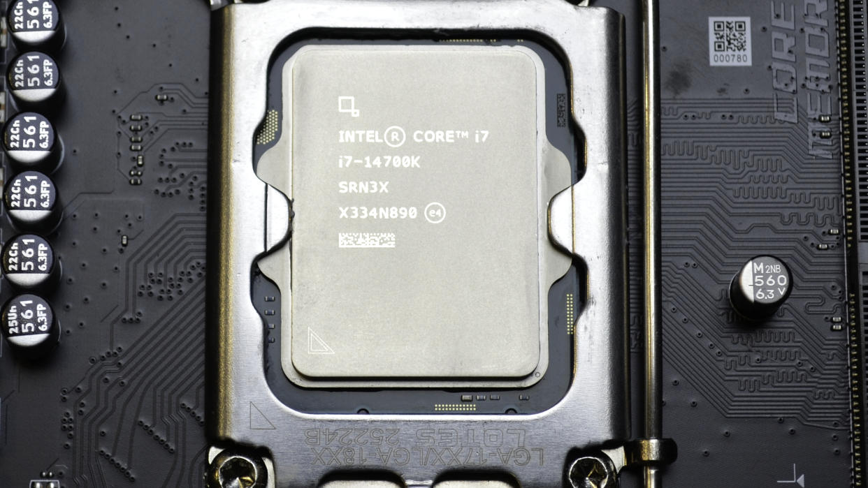  An intel core i7-14700k in a motherboard. 