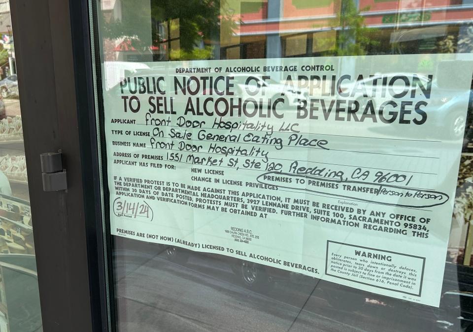 Taj Mahal Indian Cuisine's hard-liquor license is being transferred to Front Door Hospitality, a the eatery and bar that will open this summer downtown at Redding Public Market.