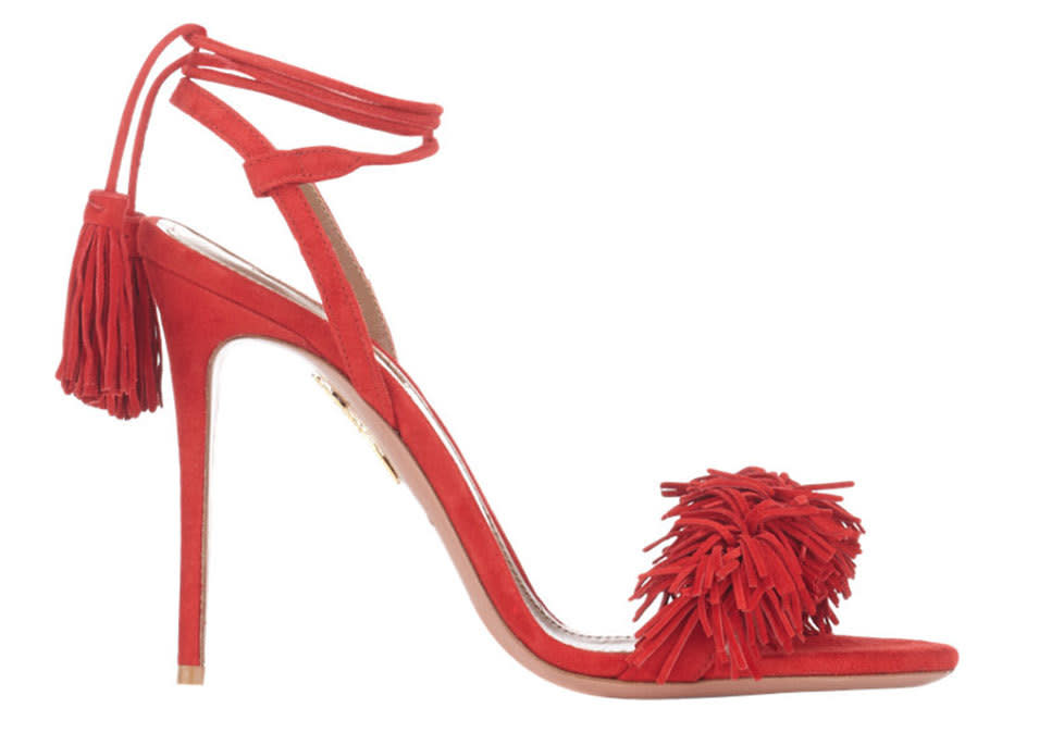 <p>Aquazzura Wild Thing Sandals, $785, <a href="http://www.barneys.com/aquazzura-wild-thing-sandals-503789337.html#q=aquazzura&fromInstantSearch=true&start=43" rel="nofollow noopener" target="_blank" data-ylk="slk:barneys.com;elm:context_link;itc:0;sec:content-canvas" class="link ">barneys.com</a><br><br></p>