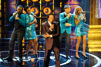 Motown legend Smokey Robinson joined Afro-Blue on the "Sing-Off" stage (Lewis Jacobs/NBC)