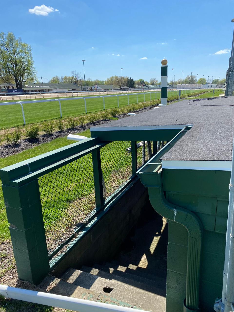 Drunk sheds used as a place for the "overserved" to sober up.  These steps lead "guests" down into one of the drunk bunkers in the Infield at Churchill Downs Racetrack.