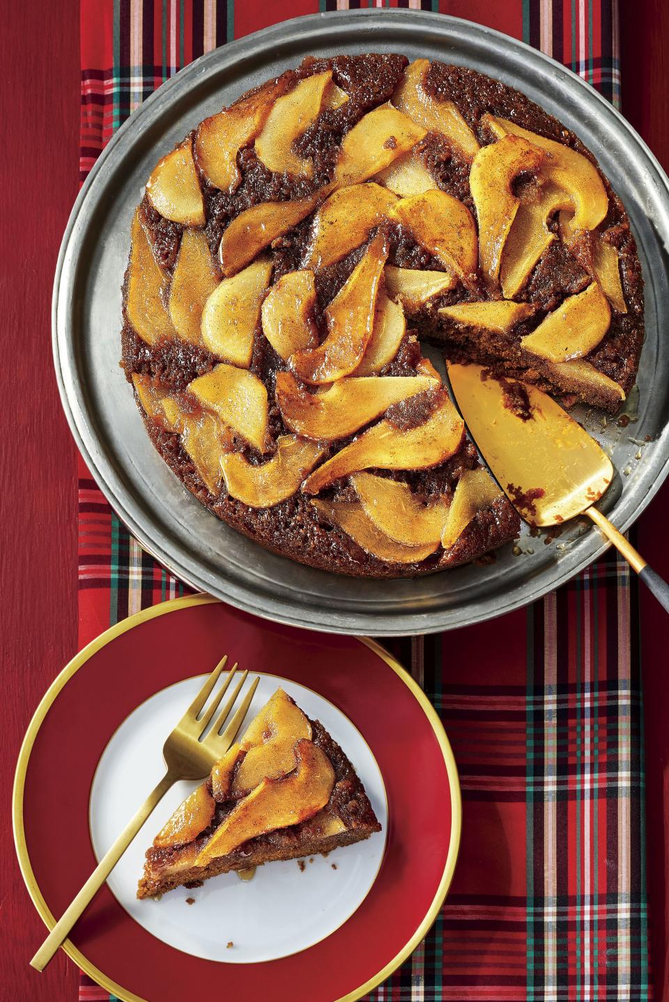 Upside Down Pear-and-Gingerbread Cake