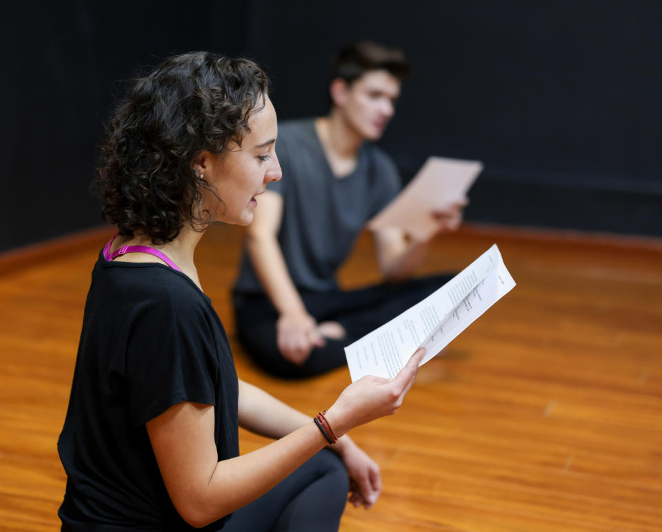 Kids rehearsing for a play