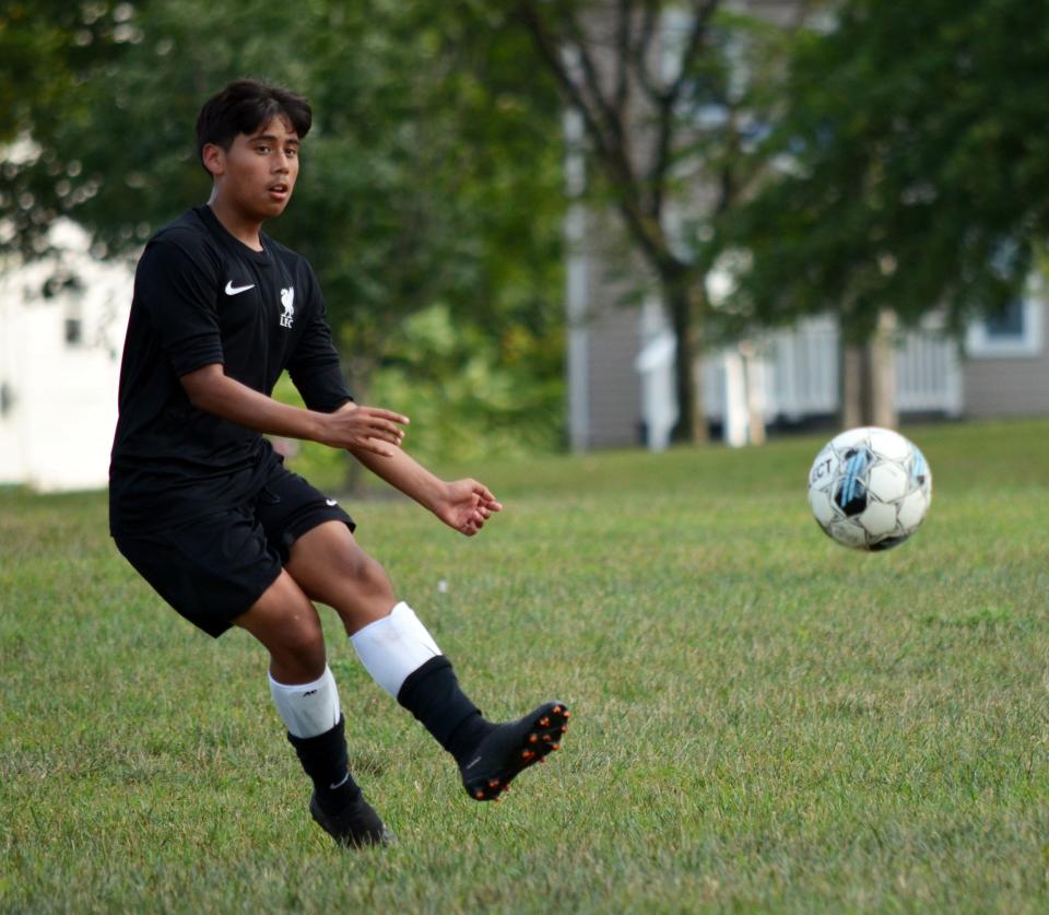 South Hagerstown freshman Armando Guandique participates in a Rebels boys soccer practice at E. Russell Hicks Middle School.