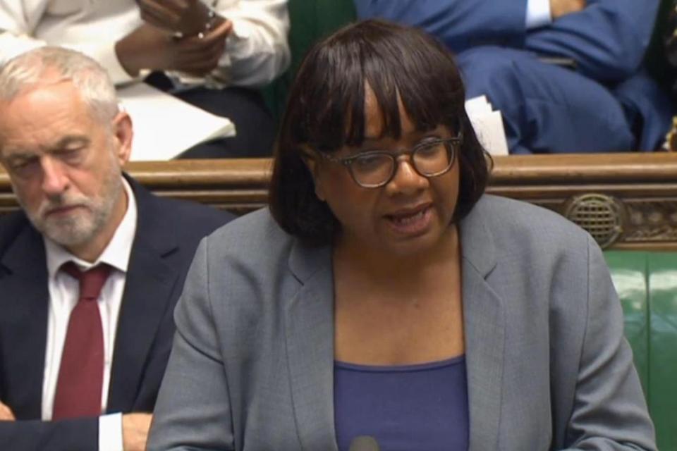 Shadow home secretary Diane Abbott responds to the statement by Amber Rudd (PA)