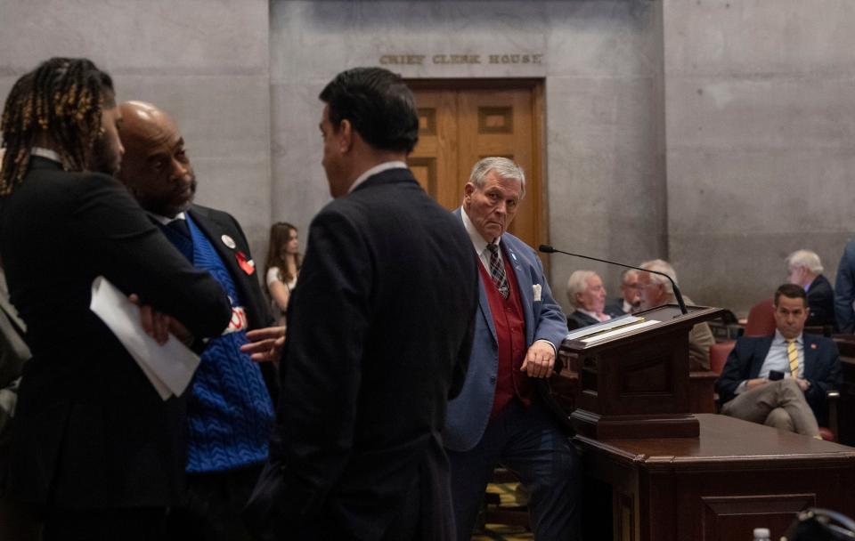 Rep. John Ragan, R-Oak Ridge looks on during a house session while discussing a bill concerning the TSU board at the Tennessee Capitol in Nashville, Tenn., Thursday, March 28, 2024.