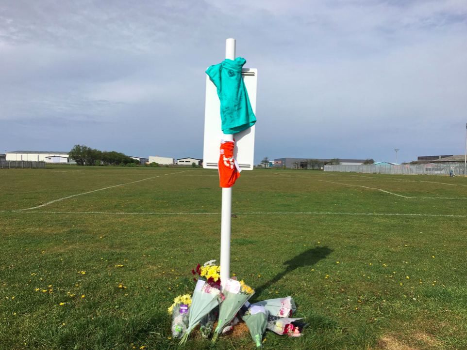 Tributes have been left for Jordan Banks at the playing field where he was apparently struck by lightning. (Reach)