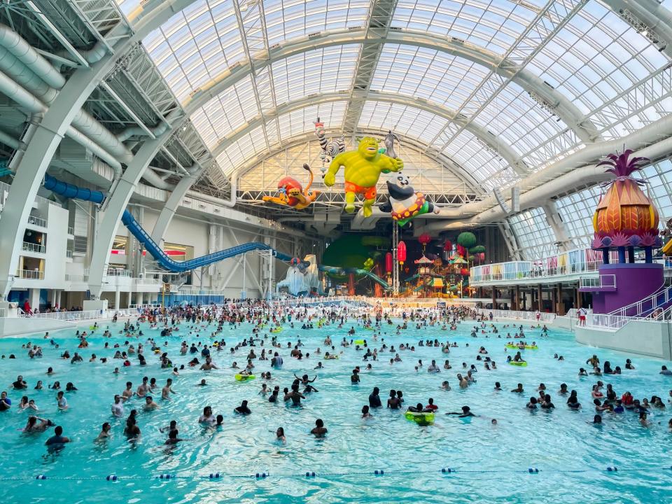 American Dream’s 1.5 acre indoor wave pool on a recent summer day.