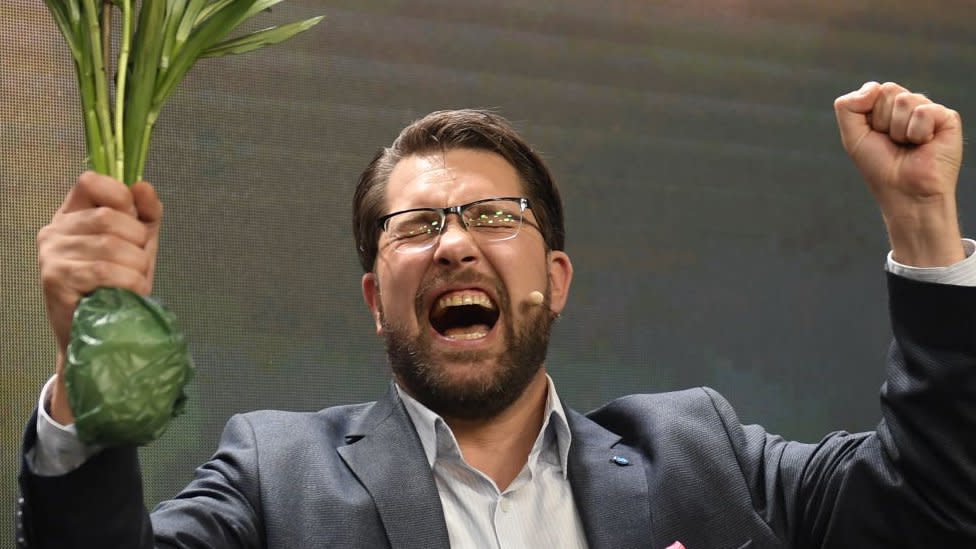 Akesson celebrando los resultados de las elecciones el pasado domingo.