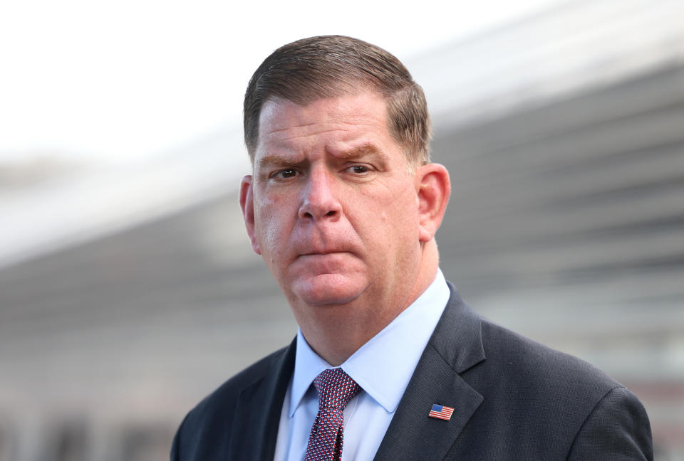 Secretary of Labor Marty Walsh is an ardent supporter of raising the federal minimum wage. (Photo by Jessica Rinaldi/The Boston Globe via Getty Images)