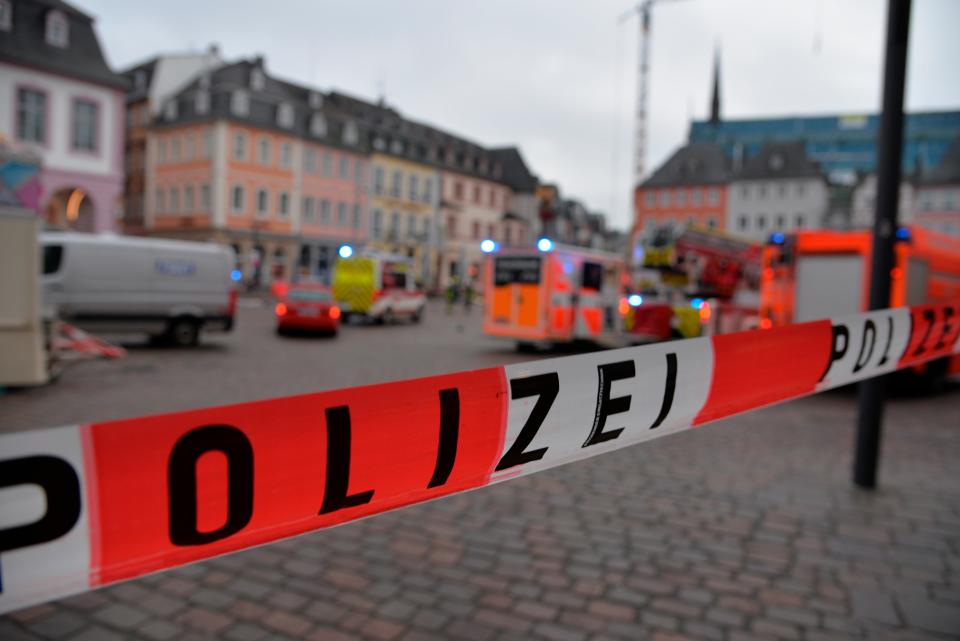 <p>A square is blocked by the police in Trier, Germany</p>AP