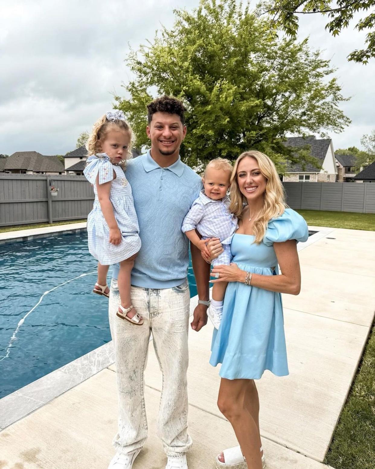 Patrick and Brittany Mahomes Celebrate Easter In Matching Outfits With Kids Sterling and Bronze