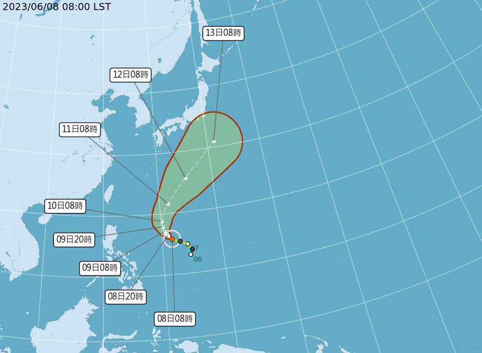 今年第3號颱風「谷超」將增強為「中度」。（圖／氣象局）