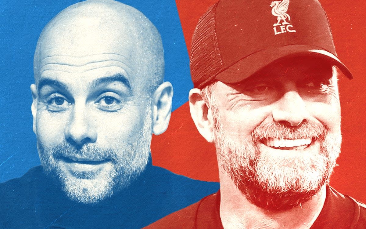 A composite image of Pep Guardiola and Jurgen Klopp