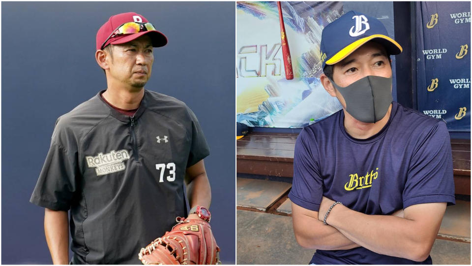 樂天投手教練川岸強和兄弟新任監督平野惠一是高中同學。資料照 合成圖