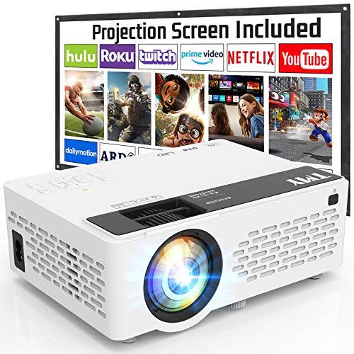 22) TMY Projector 7500 Lumens with 100" Projector Screen, 1080P Full HD Supported Portable Projector, Mini Movie Projector Compatible with TV Stick Smartphone HDMI USB AV, for Home Cinema & Outdoor Movies