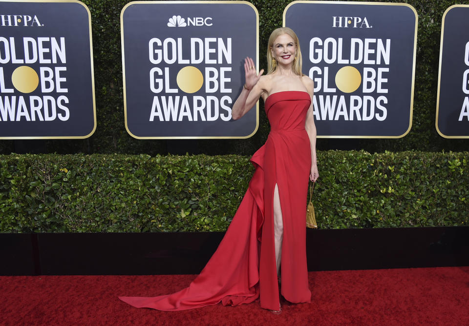 FILE - Nicole Kidman arrives at the 77th annual Golden Globe Awards on Jan. 5, 2020, in Beverly Hills, Calif. Kidman turns 54 on June 20. (Photo by Jordan Strauss/Invision/AP, File)