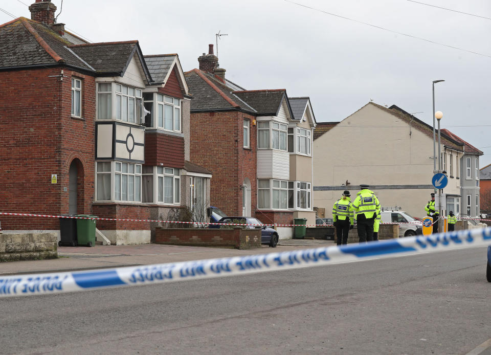 <em>Scene – police rushed to a house in St Leonards, East Sussex after reports of a shooting (Pictures: PA)</em>