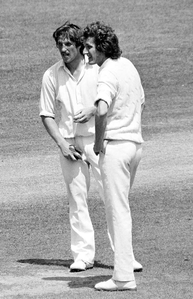 Willis with Somerset’s Ian Botham (left) on Test duty for England during the series against Pakistan