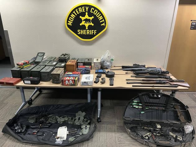 Several weapons allegedly seized at Vicente Joseph Arroyo's home, via the Monterey County Sheriff's Office.