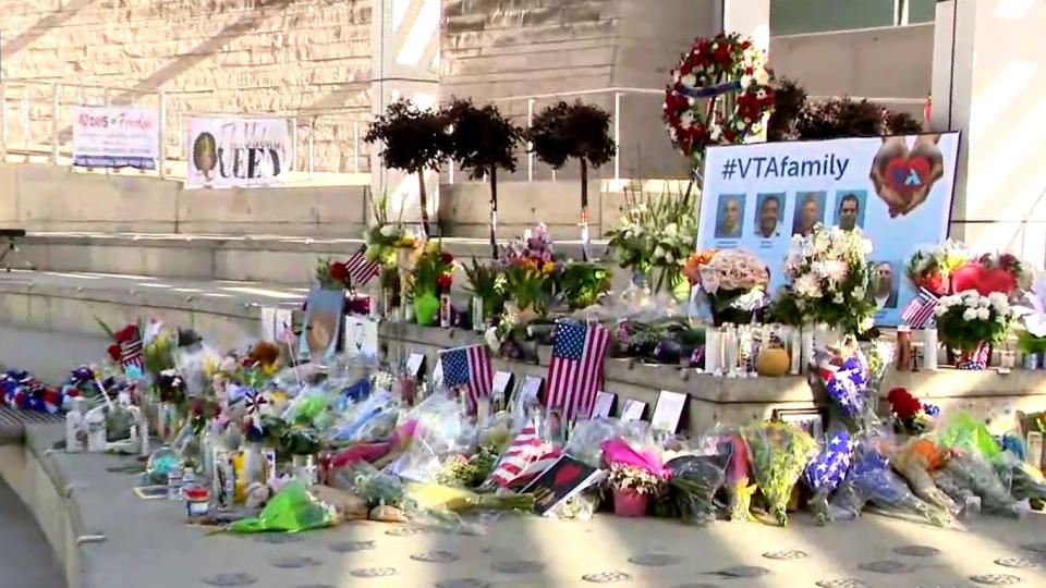 Memorial to VTA mass shooting victims. / Credit: CBS