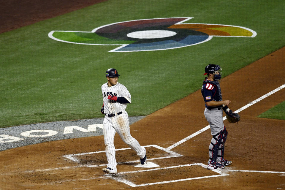 岡本和真貢獻陽春砲。（Photo by Sam Robles/WBCI/MLB Photos via Getty Images）