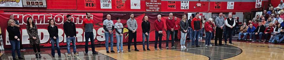 19 new members of the LHS Hall of Fame were introduced before basketball between Kidron Central Christian and Loudonville at Loudonville, Saturday December 16 ,2023. Steve Stokes/for AshlandTimes-Gazette