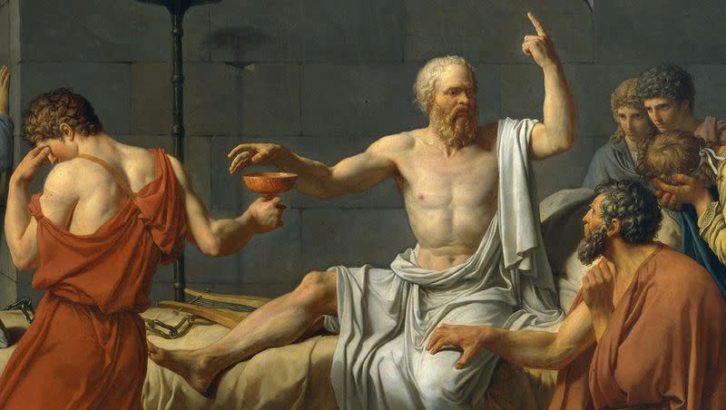 A 1787 painting by Jacques-Louis David depicts the death of Socrates. 