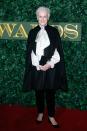 <p>Glenn Close won most chic of the night in a black Temperley cape, satin pussybow shirt and tailored Armani trousers. <i>[Photo: Getty]</i> </p>