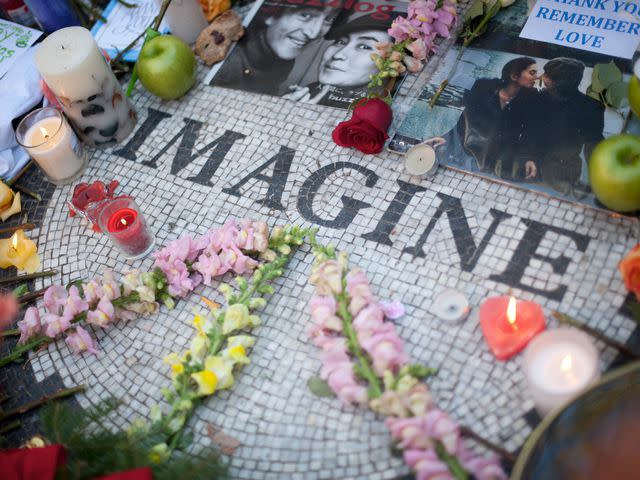 <p>Ken Cedeno/Corbis/Getty </p> John Lennon's memorial "Strawberry Fields."