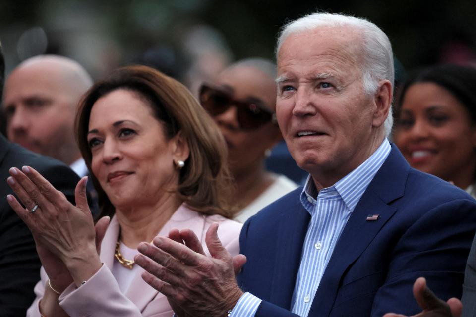 President Joe Biden and Vice President Kamala Harris host a Juneteenth concert on the South Lawn at the White House in June.