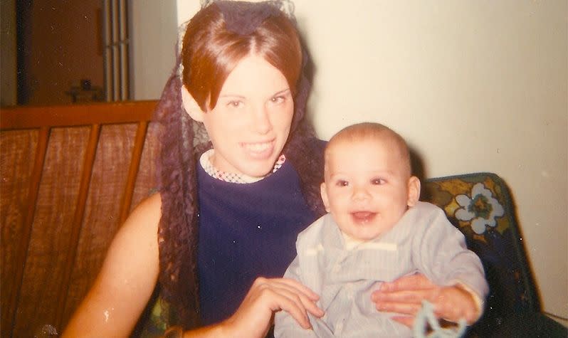 Steve Lickteig as a baby, being held by his biological mother, who pretended to be his sister for 18 years. Photo: Steve Lickteig.