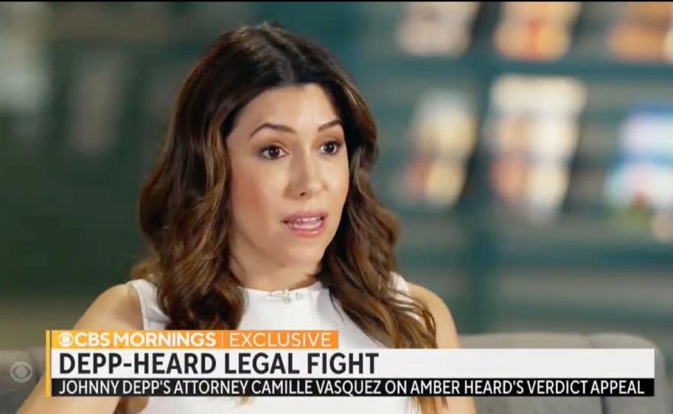 Camille Vasquez speaks to CBS Morning’s Gayle King about appealing the verdict (CBS)