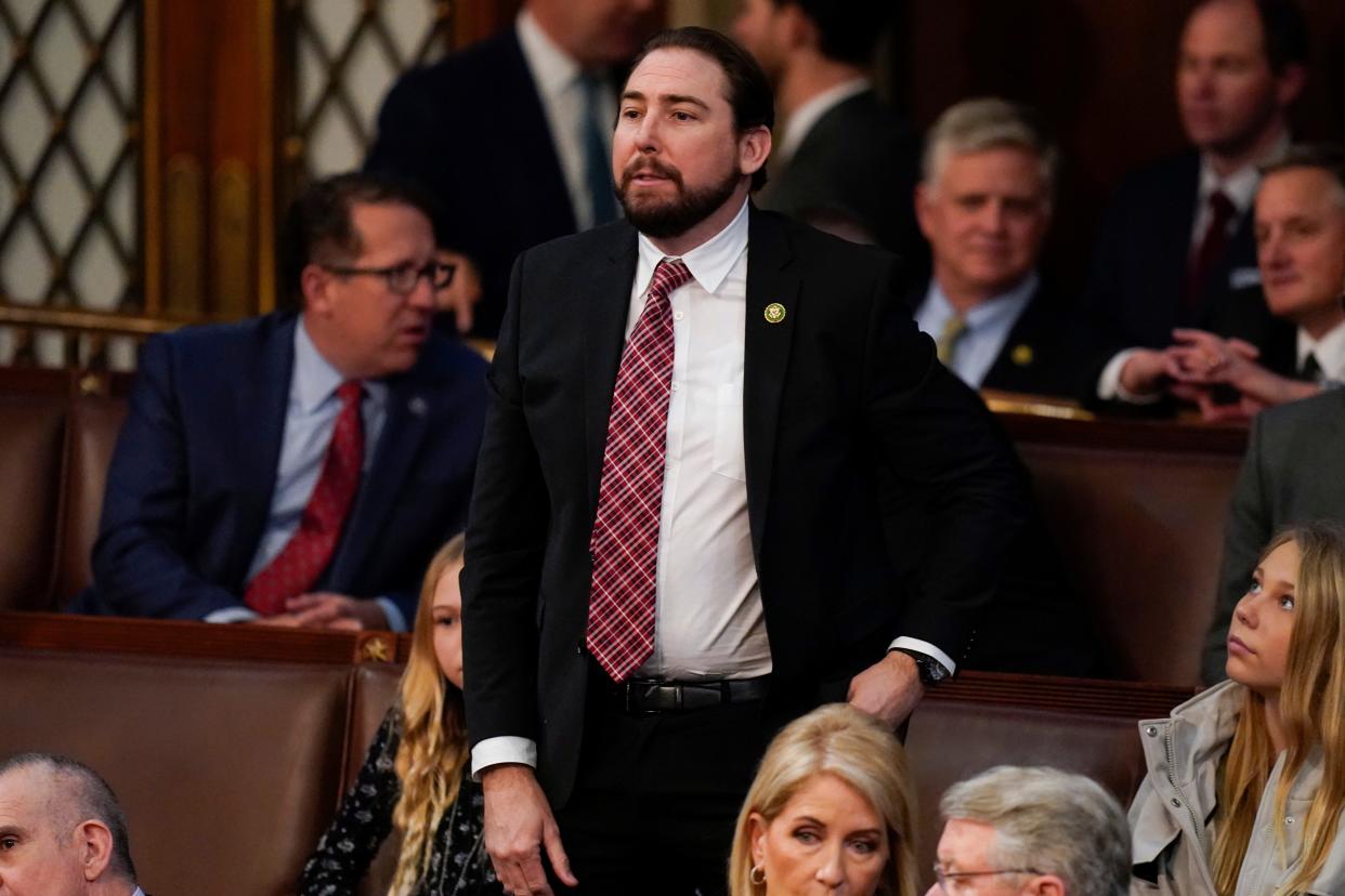 Rep. Eli Crane, R-Ariz., casts his vote for Rep. Byron Donalds, R-Fla., during the seventh round of voting on the third day to elect a speaker and convene the 118th Congress in Washington, Thursday, Jan. 5, 2023.