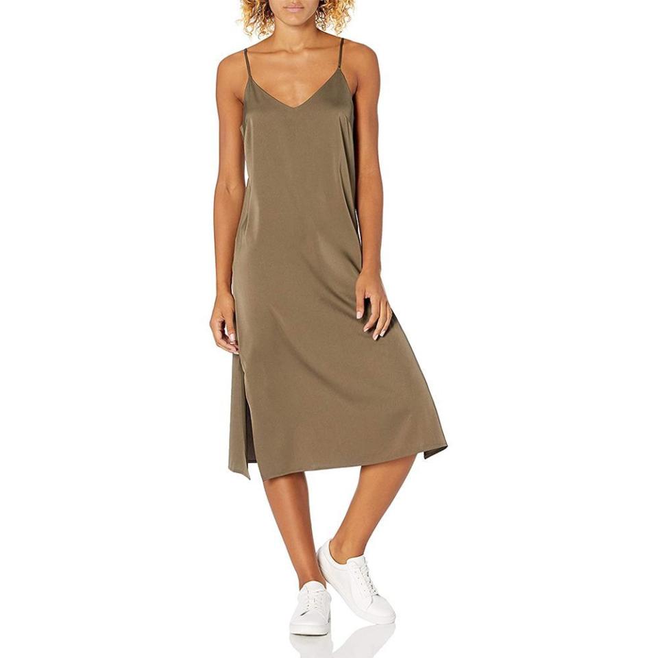 21) The Drop Ana Silky V-Neck Midi Slip Dress