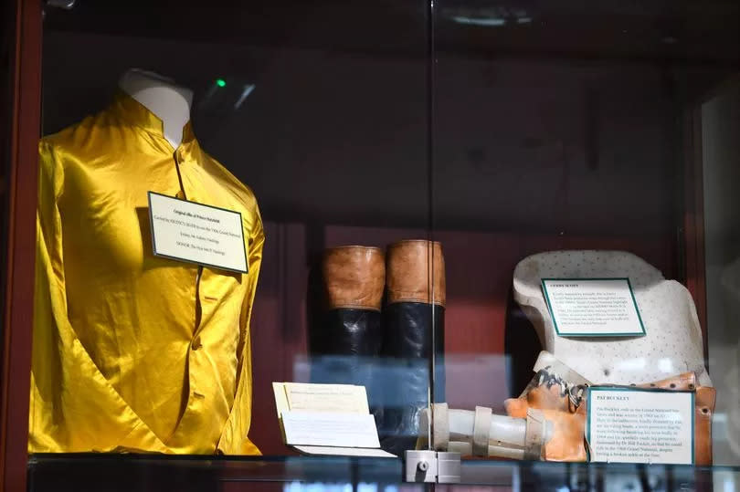 Grand National memorabilia in a glass cabinet inside McCoy's Bar