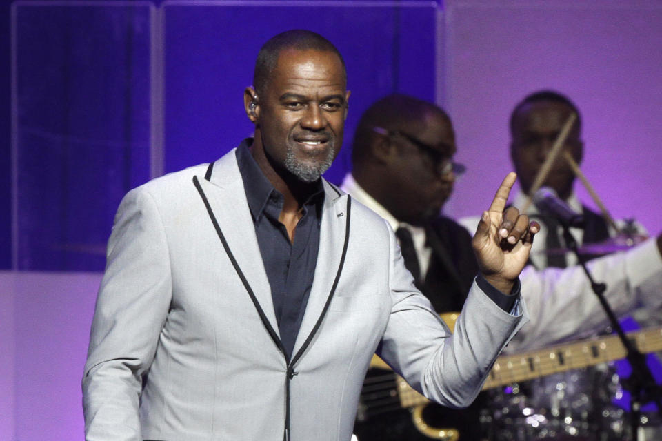 FILE - This June 5, 2015 file photo shows singer Brian McKnight performing at the Wal-Mart shareholder meeting in Fayetteville, Ark. McKnight's latest release,“Bedtime Story,” dropped last month. (AP Photo/Danny Johnston, File)