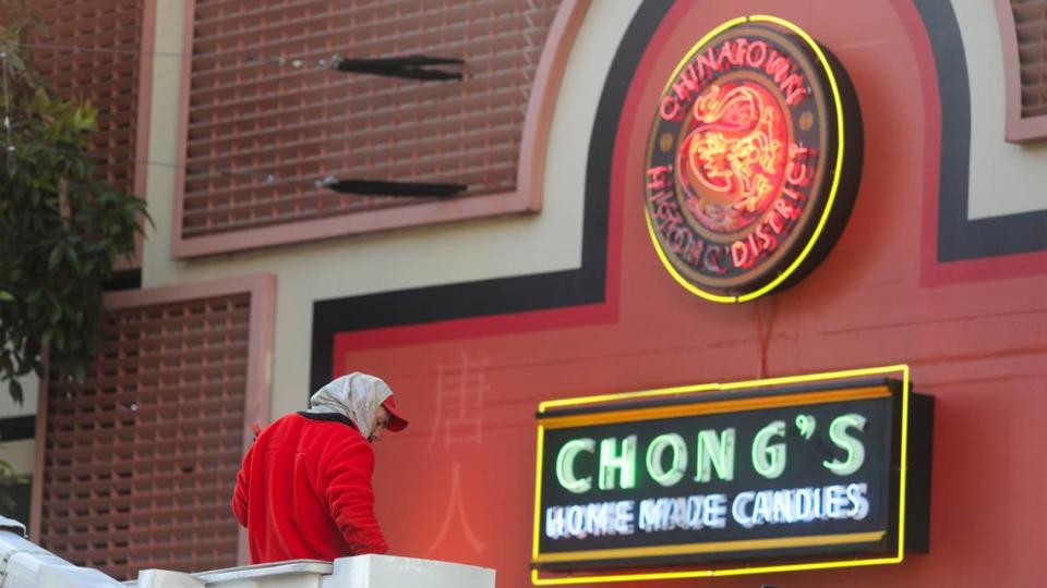 Southpaw Sign Co. installed the restored historic Chong’s Candy Store sign, a former Chinatown business. They also made a new one with San Luis Obispo’s Chinatown District logo, installed Feb. 9, 2024. 