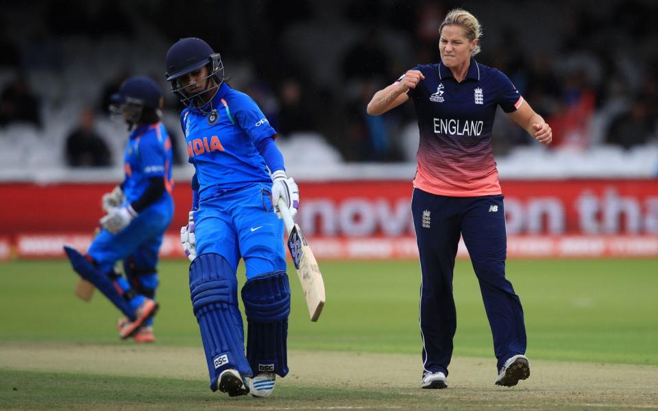 England's Katherine Brunt shows her frustration  - Credit: PA